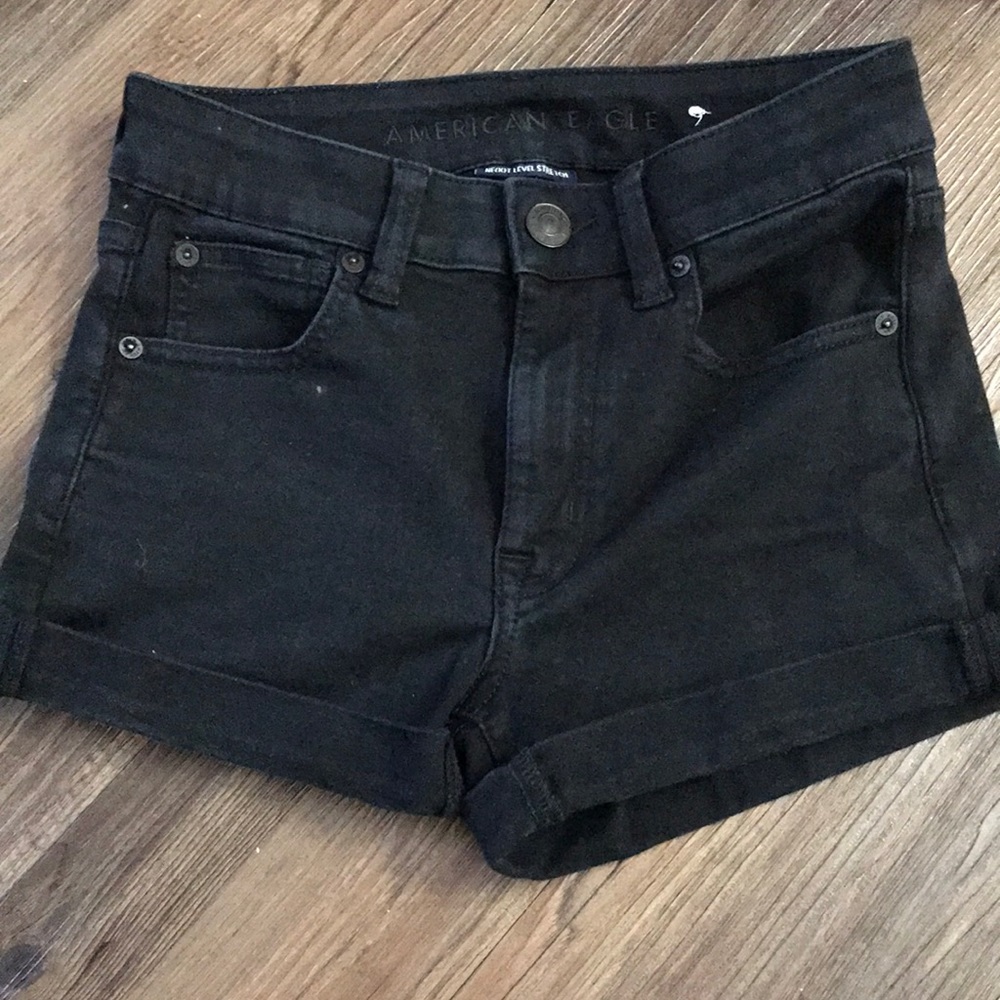 american eagle black jean shorts